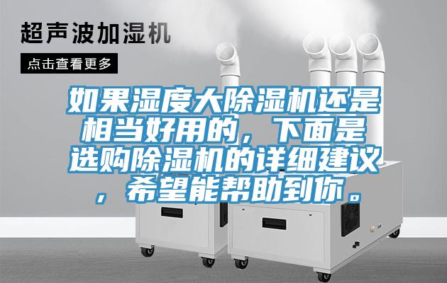 如果濕度大除濕機(jī)還是相當(dāng)好用的，下面是選購除濕機(jī)的詳細(xì)建議，希望能幫助到你。